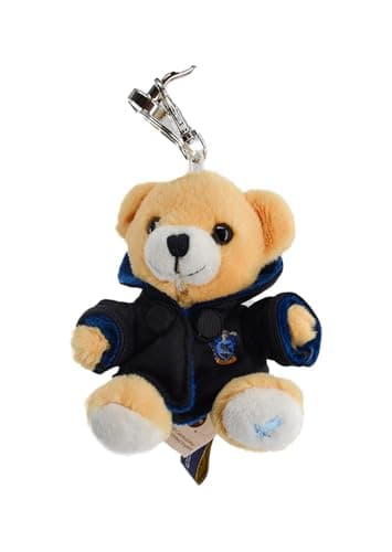 Image of GWCC Licensed Harry Potter House Plush Teddy Bear Keyring Keychain, Gryffindor, Slytherin, Ravenclaw, Hufflepuff with printed crest robe and Hedwig owl (Ravenclaw)