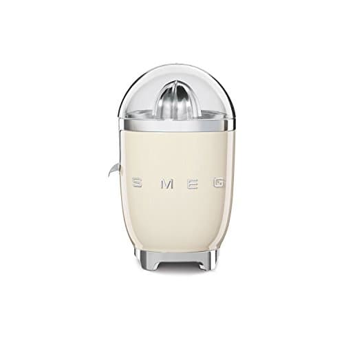 Image of Smeg CJF01CRUK Retro 50's Style Citrus Juicer with Lid, Stainless Steel Reamer and Strainer, Anti-Drip Spout, Cream