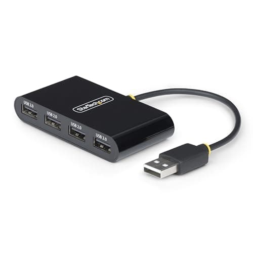 Image of StarTech.com 4-Port USB 2.0 Hub, USB Bus Powered, Small Travel Mini USB Hub, Multi-Port USB 2.0 Splitter, Portable USB Hub