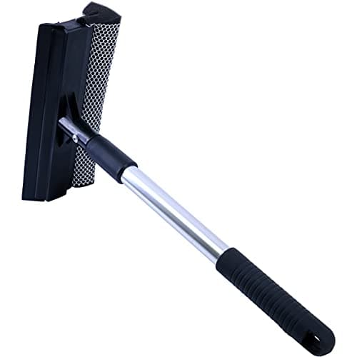 Image of Polyte Window Squeegee for Car Windshields and Window Cleaning Tool, Extendable Aluminum Handle 36-50 cm (Black)
