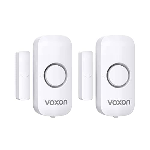 Image of VOXON Wireless Door and Window Alarm Sensor 2 Pack 2 Modes Magnetic Window Door Burglar Alarm with 100dB Loud for Kids Safety Home Shop Security