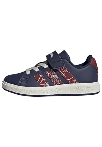 Image of adidas Unisex Kids Marvel Spider-MAN Grand Court Shoes Kids, Dark Blue/Active Maroon/Off White, 3.5 UK