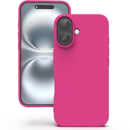 Image of YATWIN Silicone Case for iPhone 16, Soft-Touch, Shockproof, DustProof, Antiskid Full Body Armour Phone Cover for Apple iPhone 16 - Magenta