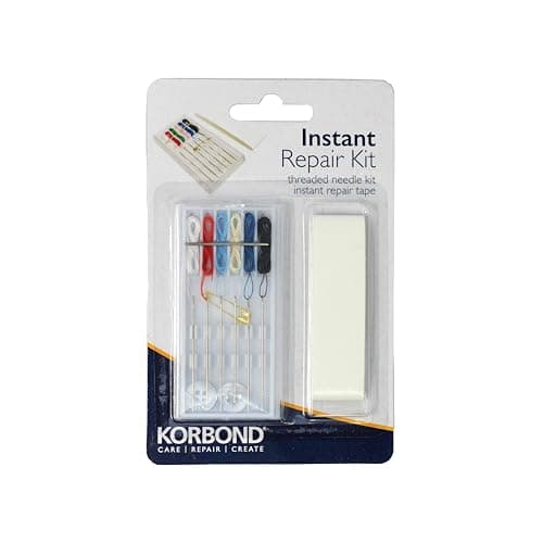 Image of Korbond Instant Repair Kit - Double Sided Instant Repair Tape + Threaded Needle Kit - for Clothing and Upholstery Quick Repairs