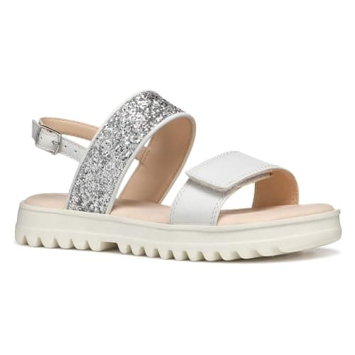 Image of Geox Girls J Coralie Gir Sandal, White Lt Silver, 1 UK