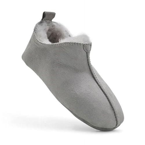 Image of Women's Sheepskin Slipper Booties – Genuine Soft Shearling Lining for All-Season Comfort – Slip-On Design with Durable Non-Slip Sole – Stylish Indoor & Light Footwear - Light Grey/UK 6