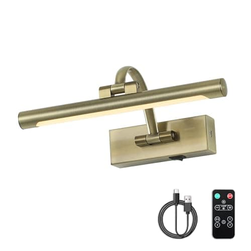 Image of DESOOP Wireless Rechargeable Gallery Lights Gallery Lighting Photo Frame with Remote and Timer Adjustable Art Light for Paintings Portraits Antique Bronze Finish