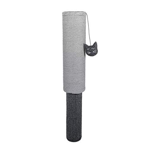 Image of Rosewood Charcoal Adjustable Pole Scratcher, Grey Cat Scratch Post Extends from 69cm to 82cm, Features Hanging Cat Toy, Twist-to-Adjust, Ideal for Saving Space Under Tables