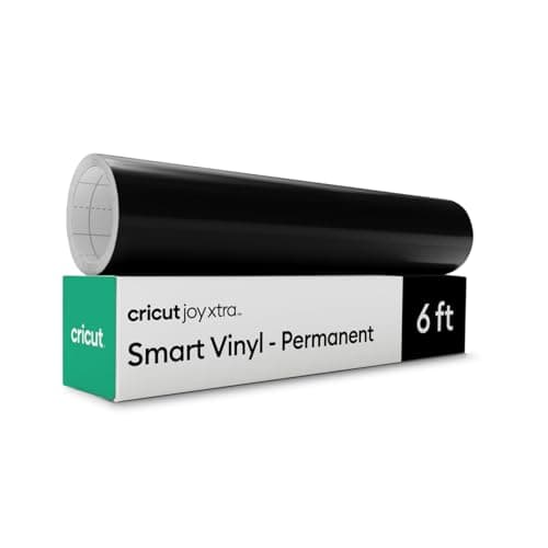 Image of Cricut Joy Xtra Smart Permanent Adhesive Vinyl | 24.1 cm × 1.8 m | Black | Self-Adhesive Vinyl Sheet | Ideal for Customising Mugs, Bottles, Labels, Signs & DIY Crafts