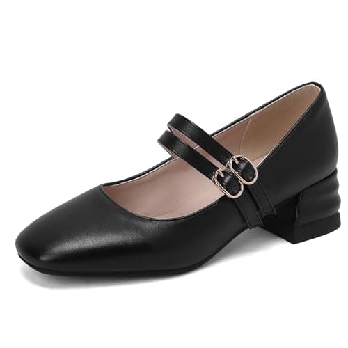 Image of Women Block Heel Mary Jane Shoes 780 Black Size 2 UK/35