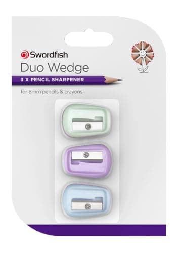 Image of Swordfish ‘Duo Wedge’ Pencil Sharpener [Pack of 3] Assorted Colours [40389]
