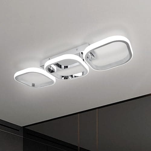 Image of EIDISUNY Modern Led Ceiling Light, Flush Mount Ceiling Lamp 3 Squares LED, Close to Ceiling Lighting Fixtures for Hallway Bedroom Living Room Kitchen Office Entrance - 33W Cool White Light (Silver)