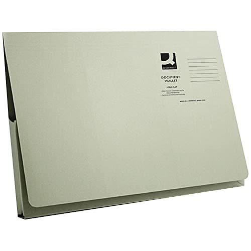 Image of Q-Connect Long Flap Document Wallet 300 gsm - Green, Pack of 50