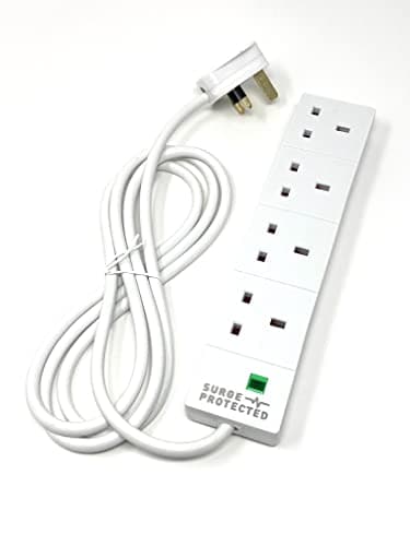 Image of STATUS 4-Socket Extension Lead, 2m Extension Lead, 13A Surge Protected, for Home, Office or Gaming Rigs (4WSSP2MCP10)