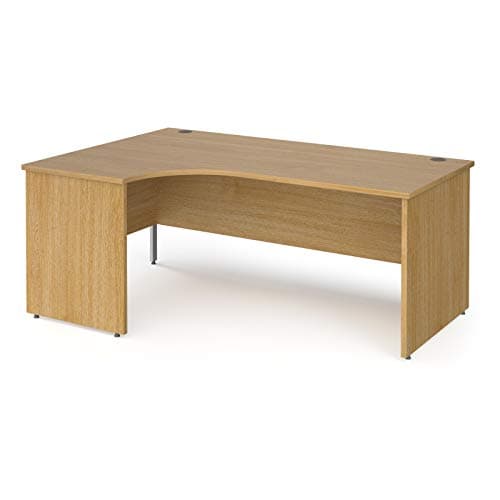 Image of Mr Office Contract 25 left hand ergonomic desk with panel ends and silver corner leg, 1800, Oak