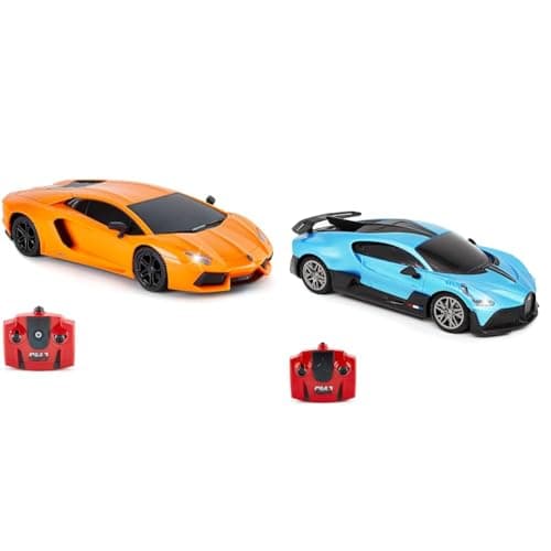 Image of CMJ RC Cars Lamborghini Aventador LP700-4 Officially Licensed Remote Control RC Car & Bugatti Divo Blue Remote control Radio Car 1:24 Officially Licensed 1:24 Scale Working Lights 2.4Ghz