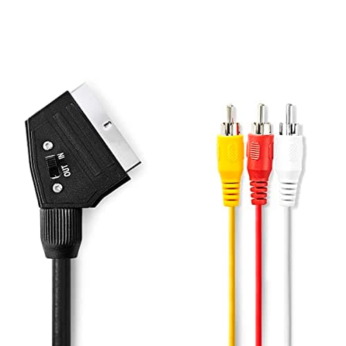 Image of Nedis Scart Cable With 3x RCA Male Connectors, Nickel Plated Connectors - 1.0m