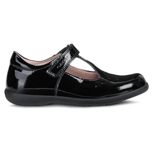 Image of Geox Junior Naimara T-Bar Girls School Shoes 8.5/26 Black Patent