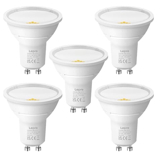 Image of Lepro GU10 LED Bulbs, Neutral White 4000K, A Energy Class, 590LM, 3.3W (50W Equivalent), 100° Wide Beam Angle, 50000H Long Life, Energy Saving LED Spotlight Bulb, Non-Dimmable, Pack of 5