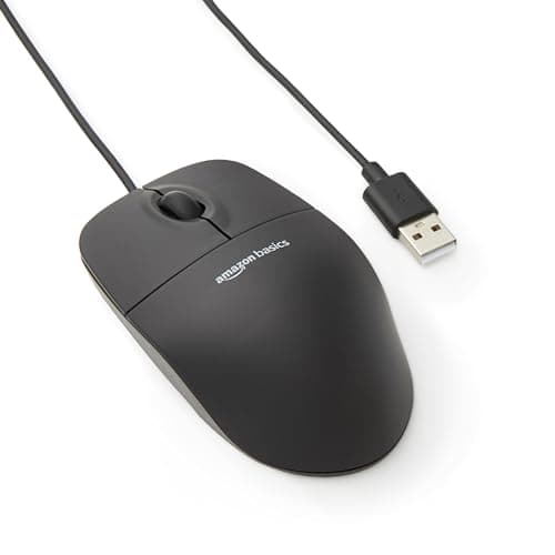 Image of Amazon Basics Responsive and Precise 3-Button Wired USB Computer Mouse with Scrolling and Tracking, Single, Black