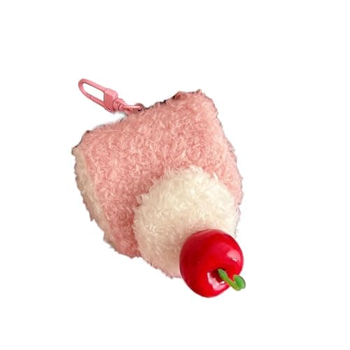 Image of Car Keychain, Super Cute Plush Cherry Cake Sandwich Hamburger Hotdog Bread Keychain Key Ring Bag Charm Pendant (A)