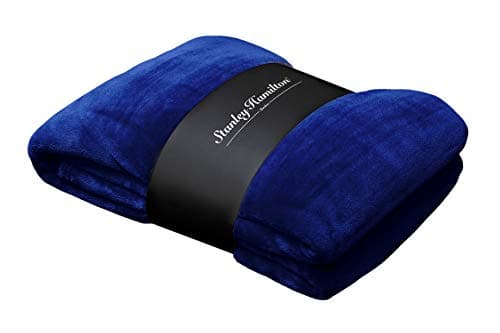 Image of Stanley Hamilton Velvety Plush Faux Fur Fleece Throw Blankets Super Soft Fluffy Warm Solid Throws for Sofas, Beds, Travelling, Camping and Children (Single, Double) (Navy Blue, Single 140x180cm)