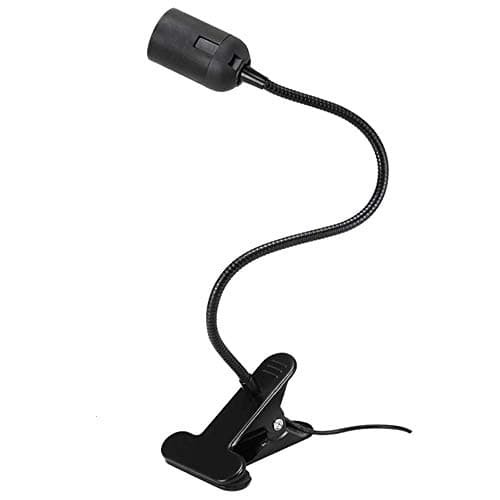 Image of Black Clip on Light Bulb Holder E27 with Plug, Flexible Clamp Grow Light with 1.25m Cable and Switch, E26 Lamp Holder Clamp Screw Fitting, E27 Desk Lamp Clip on Bed (No Bulb)
