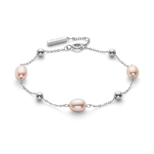 Image of Olivia Burton Women's BY THE SEA PEARL Collection Beaded Bracelet in Stainless Steel with Rose-Tone Freshwater Pearls - 24100203