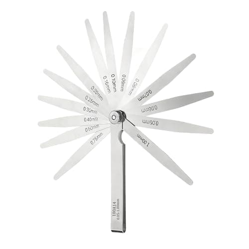 Image of Youzzei 14 Blades Feeler Gauge, 0.05-1.00mm Markered Feeler Gauge Metric, Stainless Steel Feeler Gauges Metric for Guitar, Spark Plug, Piston Measure