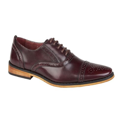 Image of Goor Childrens Boys Capped Lace Oxford Brogue Shoes (3 UK) (Oxblood)