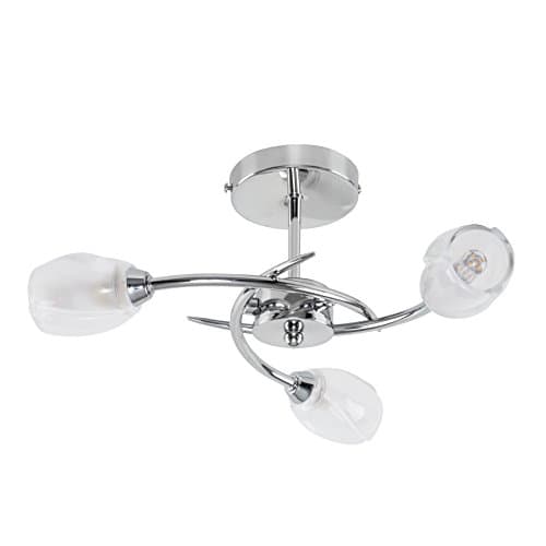 Image of MiniSun | Modern Chrome 3 Way Ceiling Light with Frosted Glass Shades | Pendant Lights, Home Décor & Improvement Essential | Mains Wired