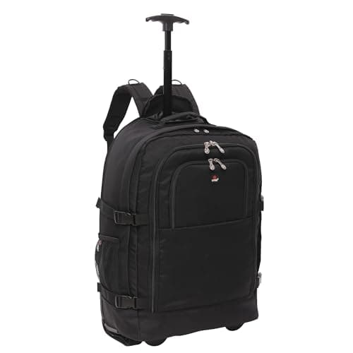 Image of 5 Cities Trolley Backpack for Ryanair Priority 55x40x20cm 41L Lightweight Carry On Hand Cabin Luggage Travel Trolley Flight Bag Rucksack Suitcase with 2 Wheels fits 55x40x20 Black