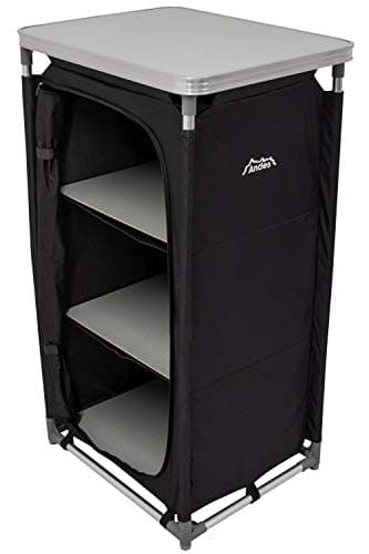 Image of Andes Lightweight 3 Shelf Camping Cupboard, Folding Travel Storage Unit + Carry Bag, Black