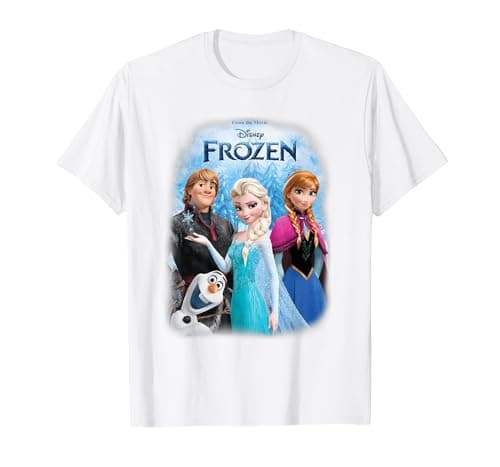 Image of Frozen Poster With Elsa, Anna, Kristoff And Olaf T-Shirt, Men, White, 4X-Large
