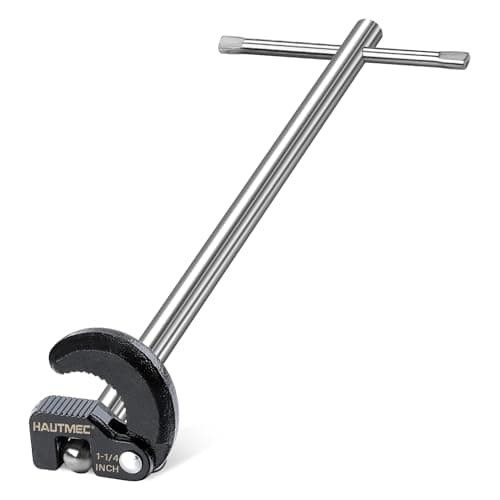Image of HAUTMEC 11Inch(280mm) Basin Wrench Sink Faucet Wrench for Tight Spaces with 3/8" to 1-1/4"(10-32mm) Capacity Adjustable Tap Spanner Set Plumbing Wrenches Tools for Faucet Hex Nuts Under Sink, PL0024