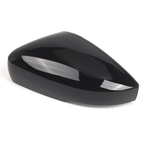 Image of Alanmoship Gloss Black Left Side Mirror Cover Housing ABS Exterior Replacement Compatible With For Polo MK5 2009-2017 Fits OEM 6R0857537B 6R0857537C Scratch Resistant Finish