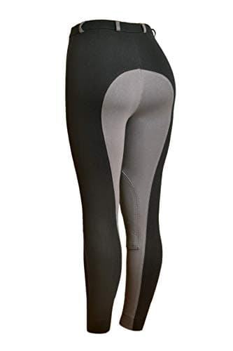 Image of Astile Equine HORSE RIDING LADIES SOFT STRETCHY JODPHURS/JODHPURS JODS BLACK/GREY (Size 12/30-Inch)