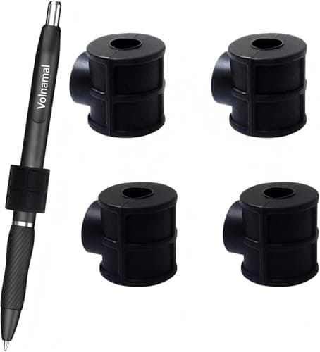 Image of Volnamal 4-Pack Magnetic Pen Holder for Fridge & Whiteboard, Strong Adjustable Silicone Organizer - Holds Pens, Pencils, Markers up to 1.3cm, for Office, Kitchen, Workshop, Classroom