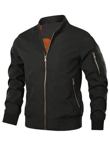 Image of HOOD CREW Men’s Casual Lightweight Bomber Jackets Sportswear Thin Windbreaker with Multi Pockets