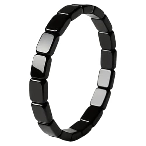 Image of Xunzhi Magnetic Hematite Bracelet for Men - Premium Adjustable Black Stone Bead Elastic Wristband for Positive Energy,W/ellness & Strength Crystal Gift Set for Him,Husband,Dad,Boyfriend