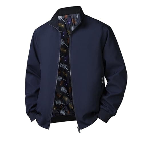 Image of Bomber Jacket Men's Stand-Up Collar Jackets Men's Transition Jackets Casual Blouson Jacket with Zip Pocket Business Jacket Basic Outdoor Jacket Lightweight Rain Jacket Slim Fit Functional Jacket