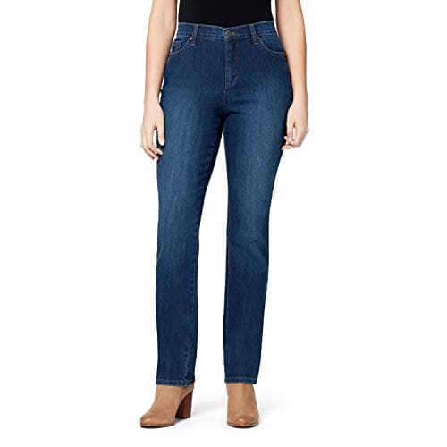 Image of Gloria Vanderbilt Women's Amanda Classic High Rise Tapered Jean Standard, Blue, 10 Long