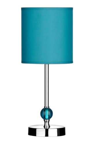 Image of Premier Housewares Chrome Stem Table Lamp with Acrylic Ball and Fabric Shade - Teal