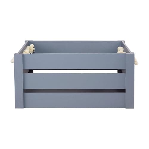 Image of Wickerfield Strong Rope Handle Wooden Crates Storage Box Wooden Shelves Large Storage Box Christmas Eve Box (Grey, Large)