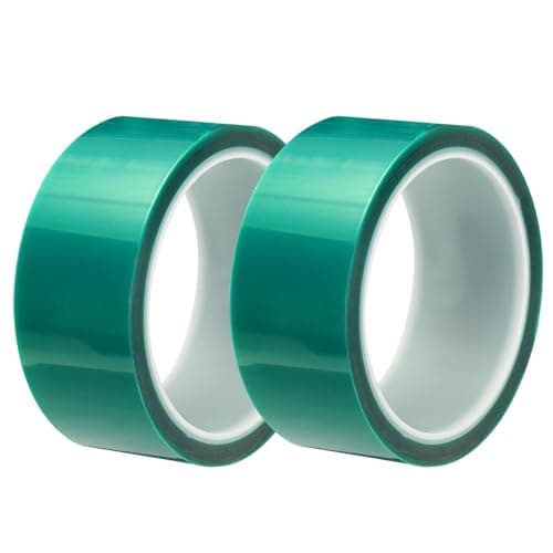 Image of sourcing map Resin Tape Silicone Adhesive Tape High Temperature Resistance Easy Peeling Polyester for Epoxy Resin,River Tables,Craft,Remove Residue 1.57 Inch Wide 108FT Long(Green) Pack of 2