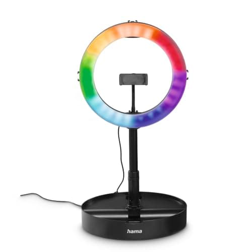 Image of Hama LED RGB ring light "SpotLight FoldUp RGB 102 ", smartphone set, foldable