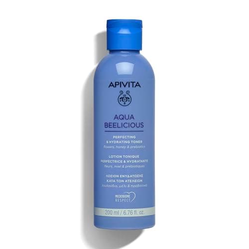 Image of Apivita Aqua Beelicious Perfecting & Hydrating Toner 200ml - Α watery dewy toner with Honey, Prebiotics, Flowers & Hyaluronic acid - Ηydrates and preps skin, Soothes Imperfections, Respects Microbiome