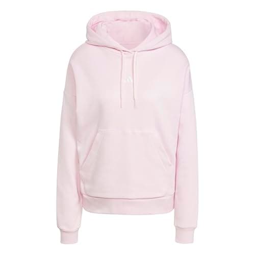 Image of adidas Women's Essentials Small Logo Feel Cozy Hoodie Sweatshirt, clear pink/white, M