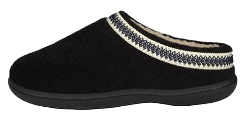 Image of Clarks Womens Wool Felt Clog Slippers JMH1319T - Warm Cozy Plush Faux Fur Lined - Indoor Outdoor House Slipper for Women, Black, 5.5 UK