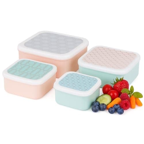 Image of Premier Housewares Lunch Boxes Abstract Themed Snack Boxes for Kids Multi Colored Small Sandwich Box Set of 4